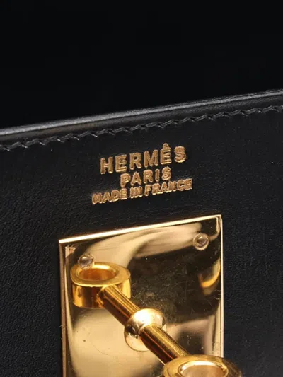 Pre-owned Hermes 1992 Box Calf Kelly Sellier 32 Handbag In Black