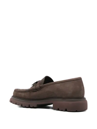 Ferragamo Gancini-buckle Loafers In Brown