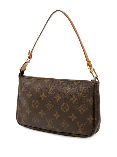 Pre-owned Louis Vuitton 2000 Monogram Pochette Accessoires Shoulder Bag In Brown