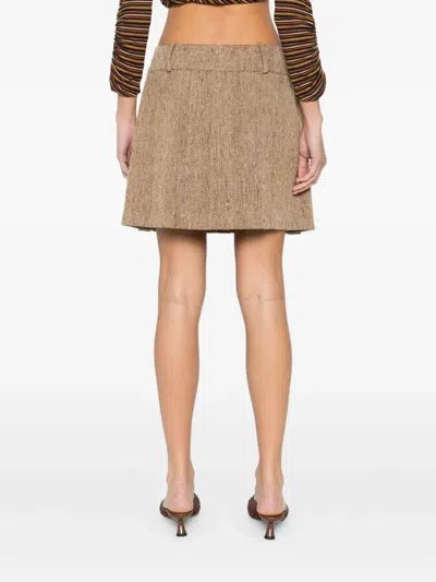 人字斜纹针织迷你半身裙