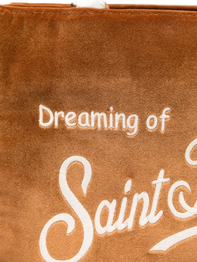 Mc2 Saint Barth Colette Velvet Fringed Tote Bag In Brown