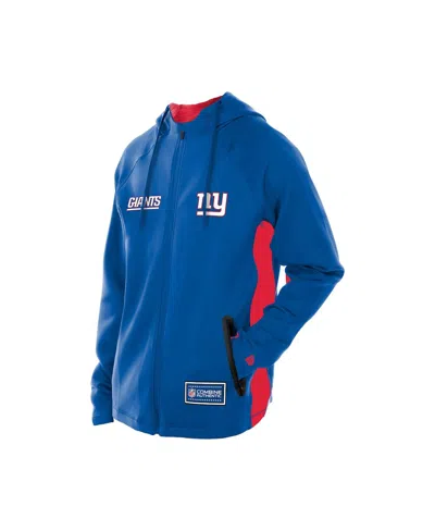 New Era Men's Royal New York Giants Combine Authentic Raglan Scuba Full-zip Hoodie In Blue