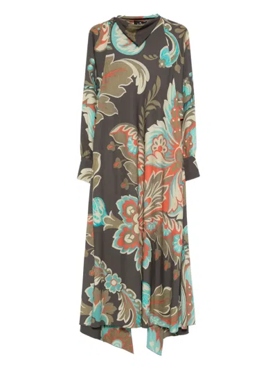 Etro Floral Print Dress In Multi