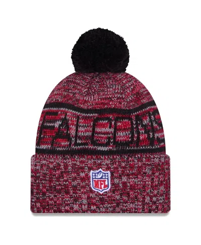 New Era Men's Red Atlanta Falcons 2025 Sideline Cold Weather Cuffed Pom With Knit Hat In Pink