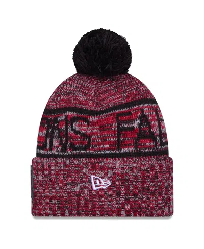 New Era Men's Red Atlanta Falcons 2025 Sideline Cold Weather Cuffed Pom With Knit Hat In Pink