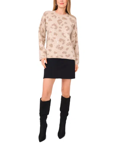 Vince Camuto Leopard Sequin Sweater In Multi