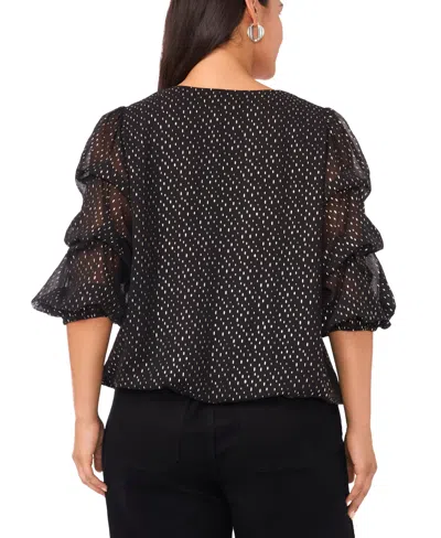 Vince Camuto Plus Size V-neck Balloon Sleeve Printed Top In Multi