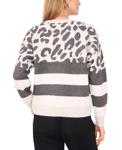 Vince Camuto Leopard Stripe Jacquard Sweater In Multi