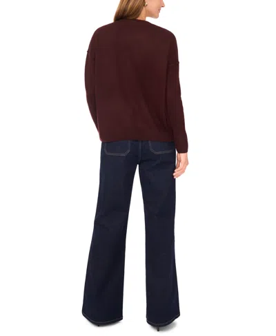 Vince Camuto Star Pattern Crewneck Sweater In Burgundy