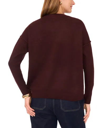 Vince Camuto Star Pattern Crewneck Sweater In Burgundy