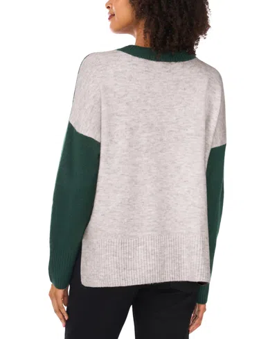 Vince Camuto Women's Colorblocked Drop-shoulder Sweater In Green