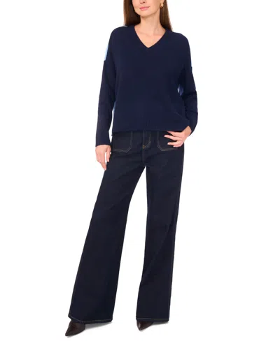 Vince Camuto Women's Colorblocked Drop-shoulder Sweater In Blue