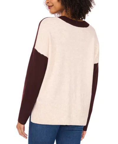 Vince Camuto Women's Colorblocked Drop-shoulder Sweater In Burgundy