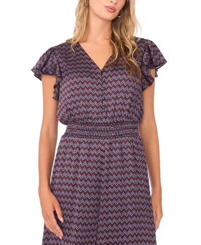 Vince Camuto Women's Button-front Smocked Waist Jumpsuit In Black