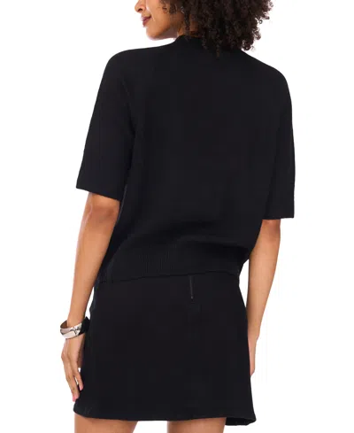Vince Camuto Women's Cozy Mock Neck Short-sleeve Sweater In Black