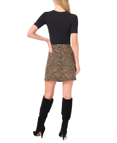 Vince Camuto Women's Mini Zipper Denim Skirt In Animal Print