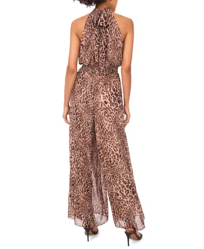 Vince Camuto Women's Sleeveless Smocked-waist Jumpsuit In Animal Print