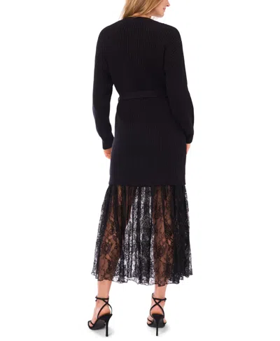 Vince Camuto Lace Detail Long Sleeve Sweater Dress In Black