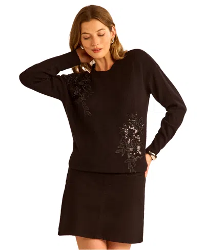 Vince Camuto Women's Embellished Sweater In Black
