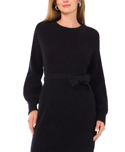 Vince Camuto Lace Detail Long Sleeve Sweater Dress In Black