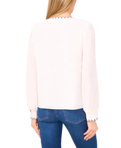 Cece Scallop Detail Button Down Blouse In White