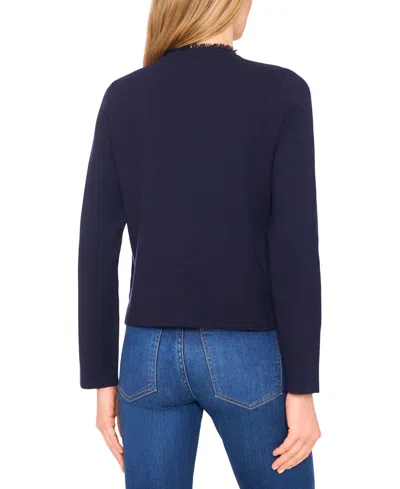 Cece Women's Fringe Long Sleeves Cardigan In Blue