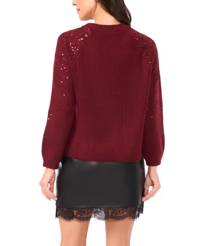 Vince Camuto Sequinned Raglan Sleeve Sweater In Red