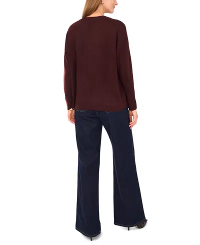 Vince Camuto Womens Cozy V Neck Dropped Shoulder Sweater Xxs 3x In Brown