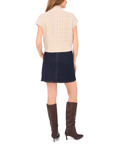 Vince Camuto Pointelle Turtleneck Sweater In Gold