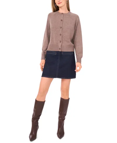 Vince Camuto Raglan Sleeve Crewneck Cardigan In Gold