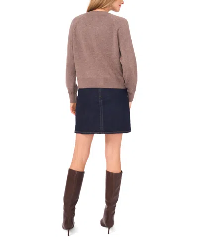 Vince Camuto Raglan Sleeve Crewneck Cardigan In Gold