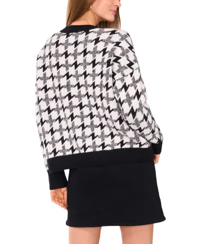 Vince Camuto Houndstooth Pull On Sweater Xxs 3x In Black