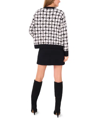 Vince Camuto Houndstooth Pull On Sweater Xxs 3x In Black