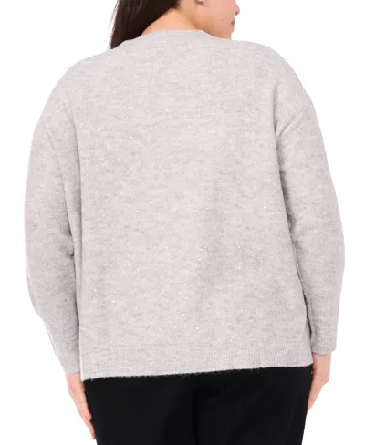 Vince Camuto Plus Size Sequin Crewneck Sweater In Silver