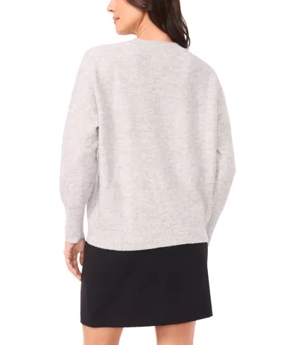 Vince Camuto Women's Sequin Long Sleeve Crewneck Sweater In Silver