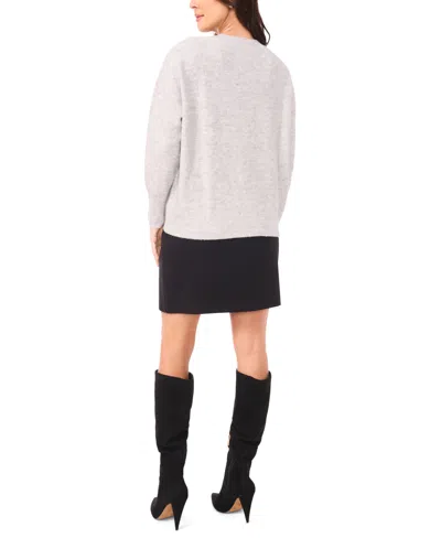 Vince Camuto Women's Sequin Long Sleeve Crewneck Sweater In Silver