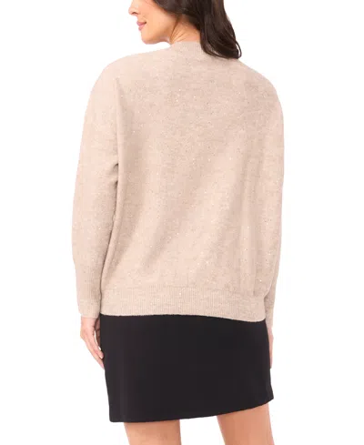 Vince Camuto Women's Sequin Long Sleeve Crewneck Sweater In Brown