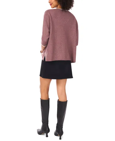 Vince Camuto Women's Cozy V-neck Tipped 3/4-sleeve Sweater In Pink