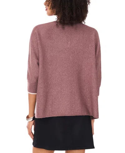 Vince Camuto Women's Cozy V-neck Tipped 3/4-sleeve Sweater In Pink