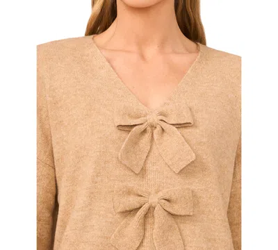Cece Bow Front Sweter In Neutral