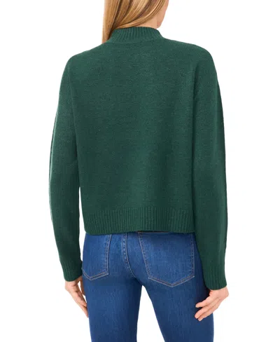 Cece Button Trim Sweater In Green