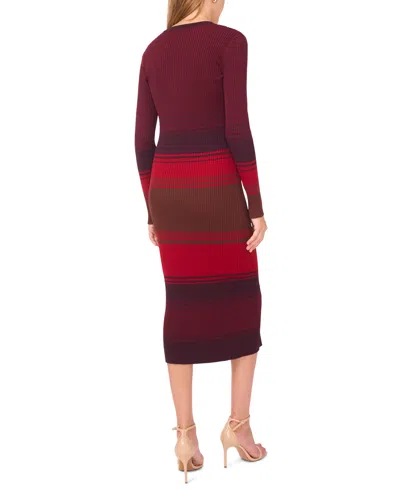 1.state Women's V-neck Button Up Sweater Dress In Burgundy