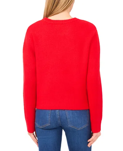 Cece Oversized Bow Applique Sweater In Red