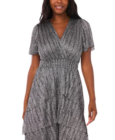 Vince Camuto Women's Metallic Print Tiered Midi Dress In Animal Print