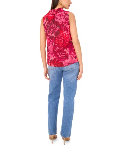 Vince Camuto Floral Print Cowl Neck Sleeveless Top In Animal Print