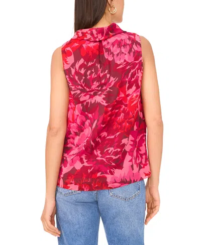 Vince Camuto Floral Print Cowl Neck Sleeveless Top In Animal Print