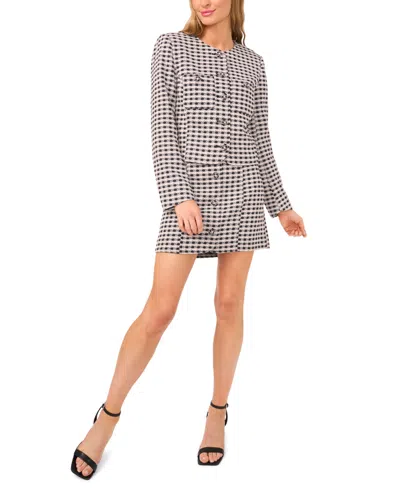 Cece Metallic Button Front Tweed Miniskirt In Animal Print