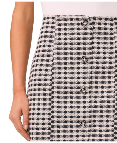 Cece Metallic Button Front Tweed Miniskirt In Animal Print