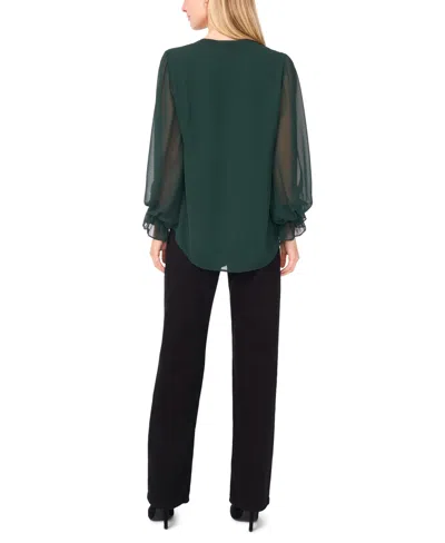 Vince Camuto Womens Split Neck Long Sleeve Top Xxs 3x In Green