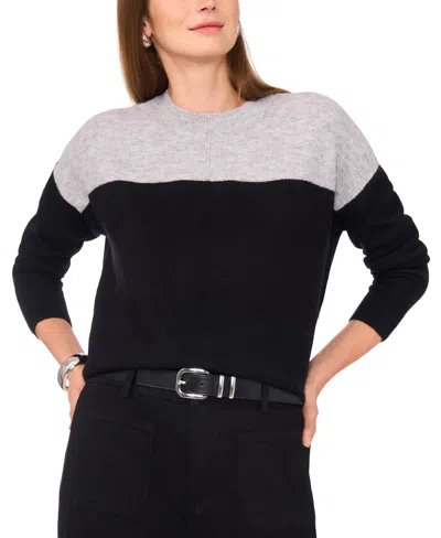 Vince Camuto Women's Cozy Extended Shoulder Color Blocked Sweater In Black